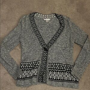 Christopher & Banks Black and White Cardigan Sweater-size Medium, EUC *like new*